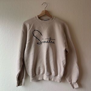 Vintage 90s embroidered frank sinatra tan sweatshirt men’s small